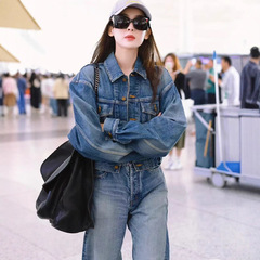 古力那扎同款牛仔外套女2025年秋季新款复古小个子宽松百搭上衣潮
