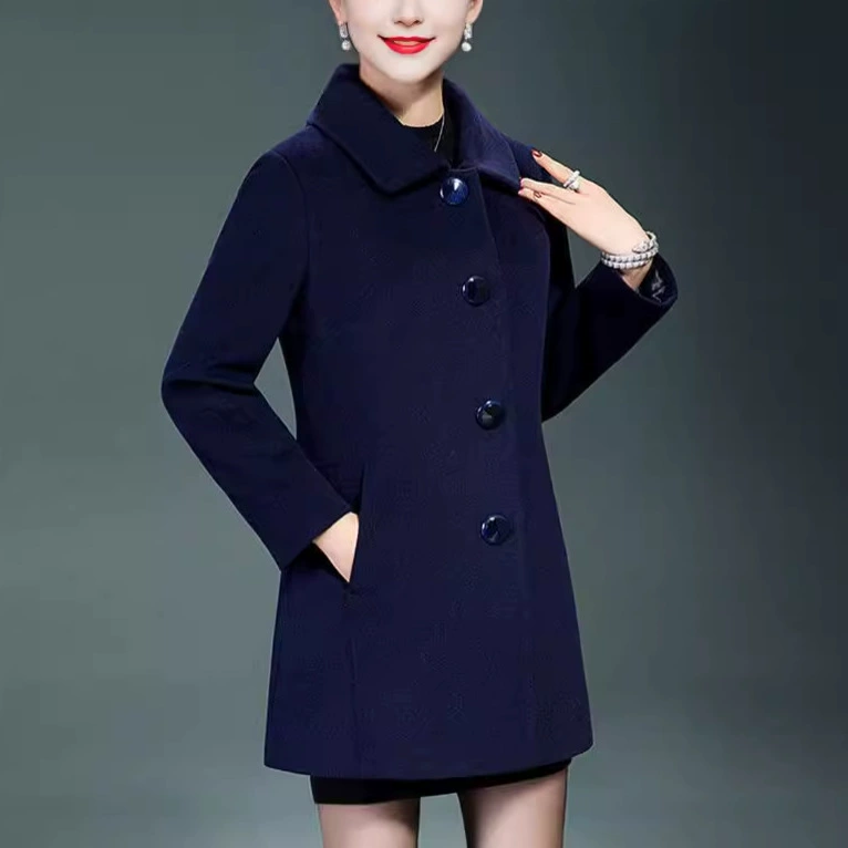 Woolen coat long demi‑season jacket, mid‑length, increased thickness, slim fit, sizes S–4XL