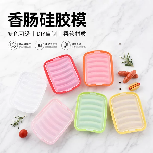 DIY silicone sausage mold, food preparation tool, home-made hot dog, ham sausage, grilled sausage baking mold, sausage mold