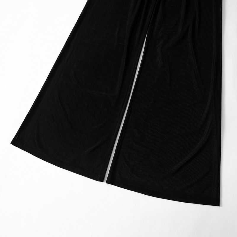 Women Clothing Autumn Winter Sleeveless Slim Fitting Patchwork See through Jumpsuit
