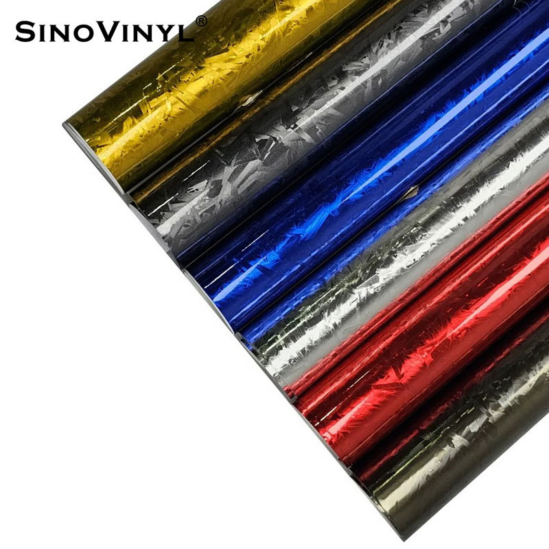 Carlake brillante cuerpo de fibra de carbono forjado color cambiante película oro y plata negro coche control central interior pegatina película decorativa