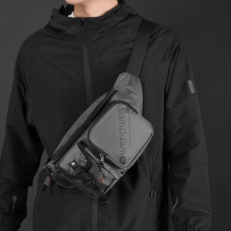 WEPOWER nuevo tipo de bolso de pecho de viaje para hombres, bolso de cintura simple y ligero, bolso de hombro a prueba de agua de moda.