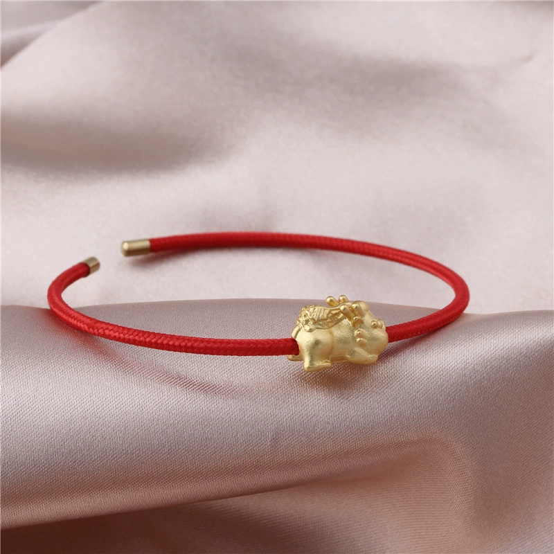 Браслет на год рождения женский Храбрый красный канат тканый детский Стерлинговое Серебро Зодиак пара Переводные бусины подарок поставка