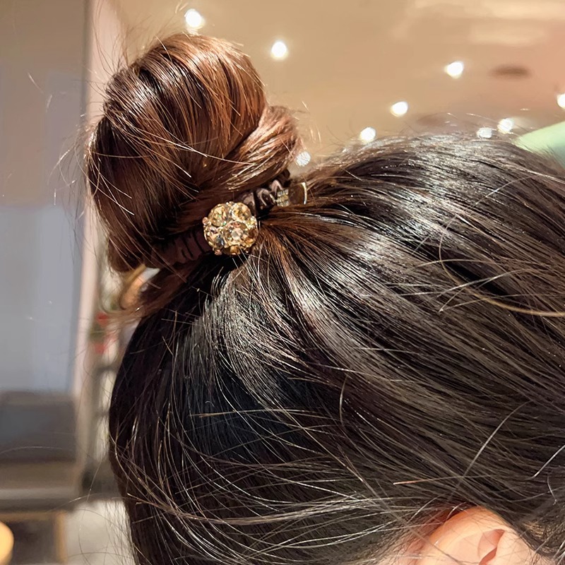 Luxe elastische haarband met steentjes voor knot accessoires_voghion.com