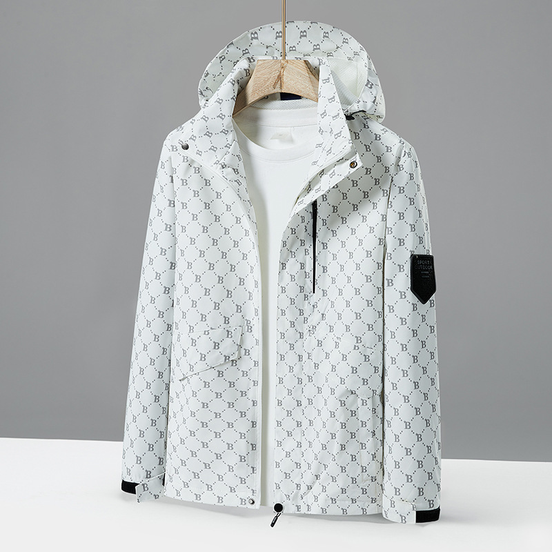 Chaqueta de asalto blando de una sola capa en forma de B pareja de otoño chaqueta deportiva al aire libre a prueba de viento a prueba de agua 2023 explosión de sonido
