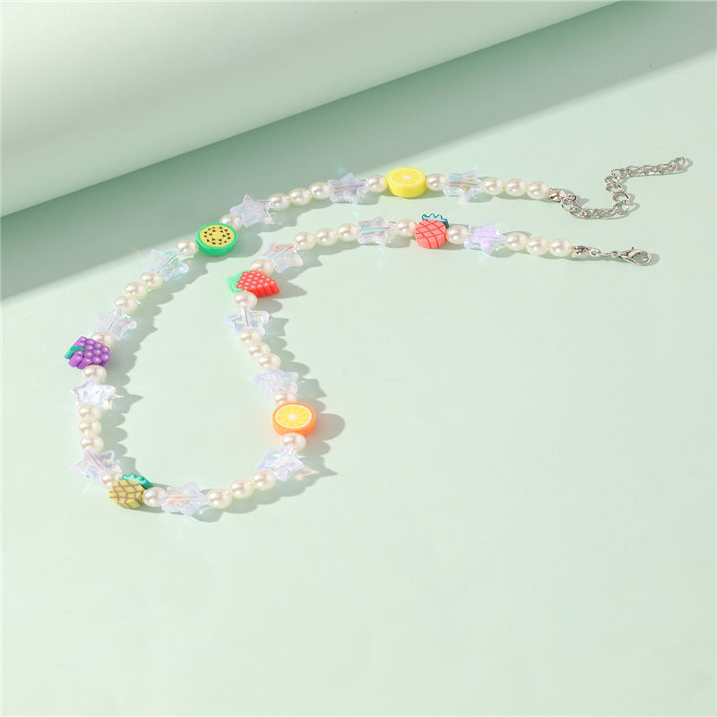 Perle De Riz Colorée Perle Fruit Collier Mignon Bijoux En Gros Nihaojewelry display picture 10