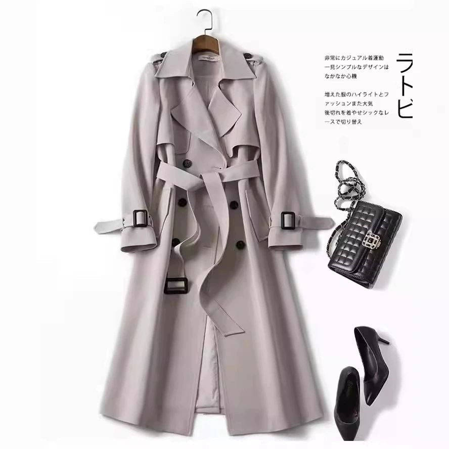 Trench coat Korean style, mid-length autumn coat, plus sizes S–XXXXL, British-inspired look