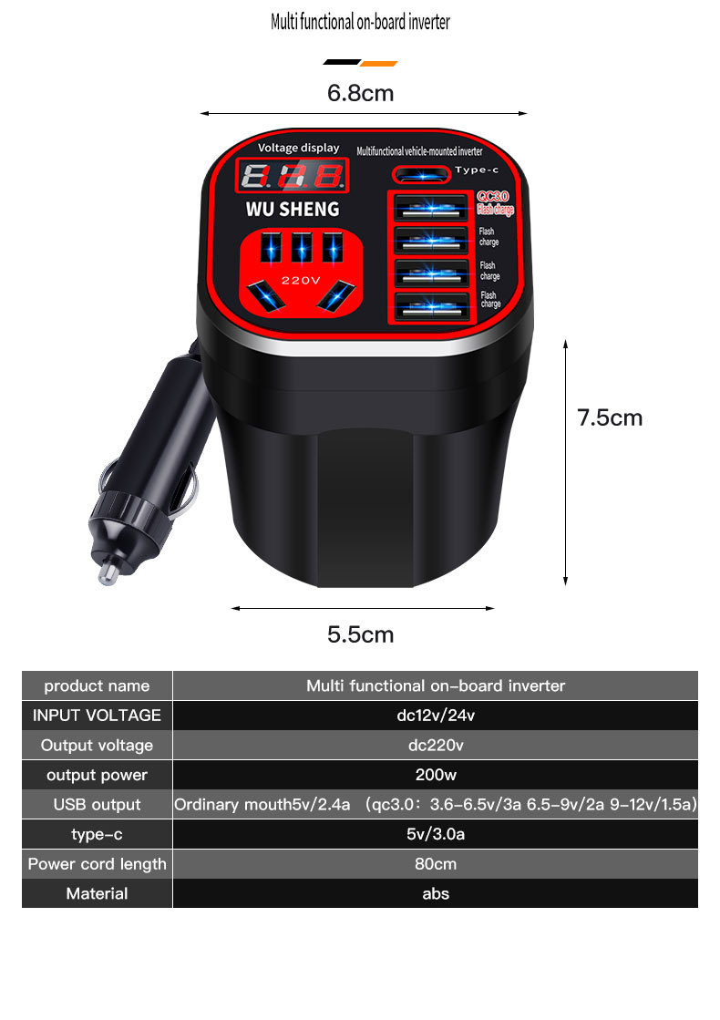 Car Truck 12V/24V to 220V multi-function car Inverter converter mobile phone socket charger