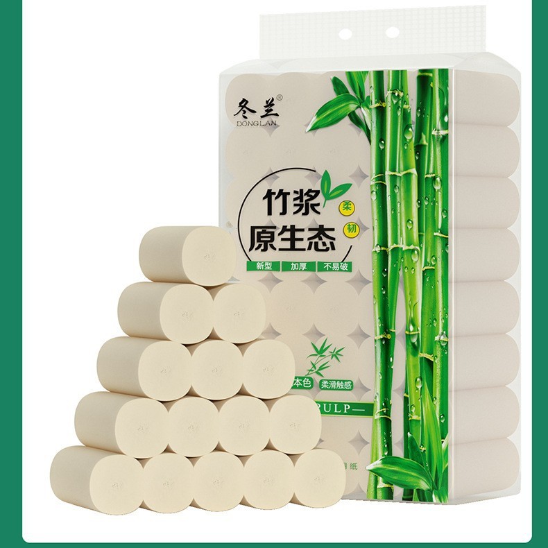 5kg ナチュラルカラーのロール紙 家庭用トイレットペーパー 大ロール 家庭用お得なパック ソリッドロール紙 竹パルプ 肌に優しいトイレットペーパー|undefined
