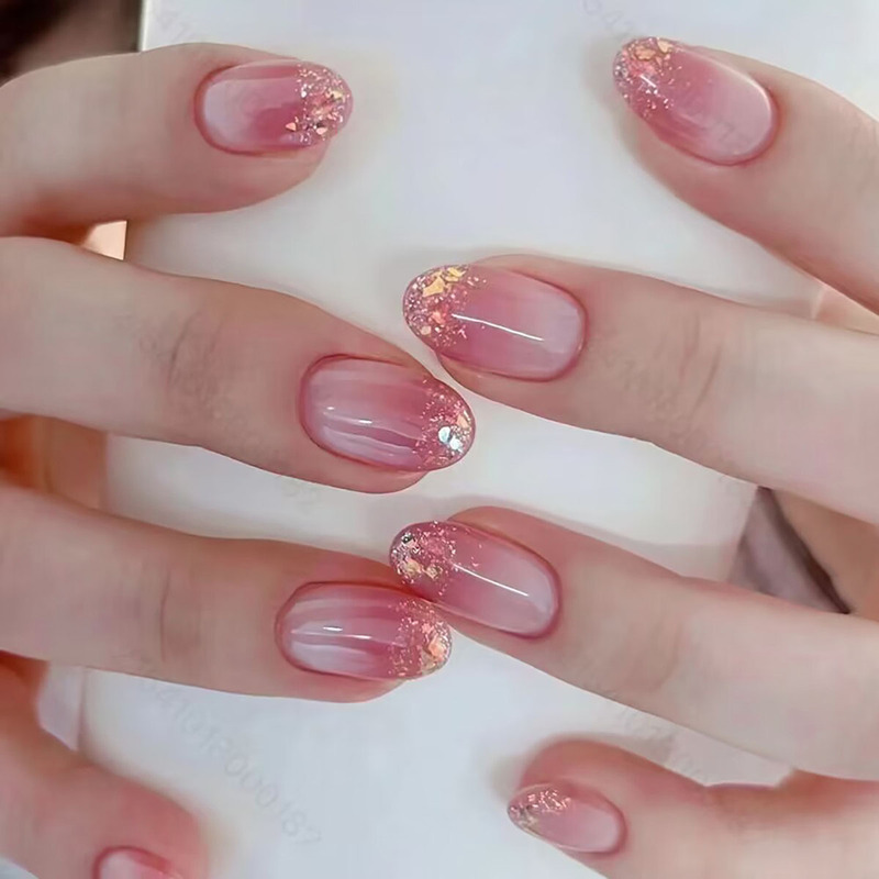 Foreign Trade Sweet Gradient Glitter Strip Wear Nail Art Wholesale European and American Fingernail Sheet Removable Nails Foreign Trade Sweet Gradient Glitter Strip Wear Nail Art Wholesale European and American Fingernail Sheet Removable Nails