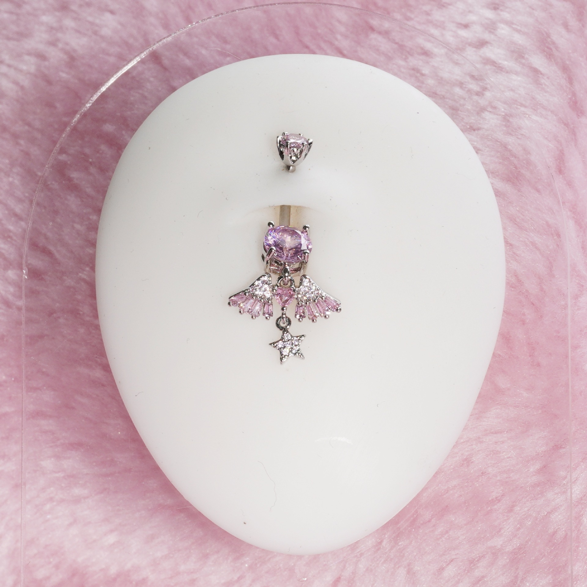 Piercing nombril ailes d'ange en zircon avec incrustation cuivre_voghion.com