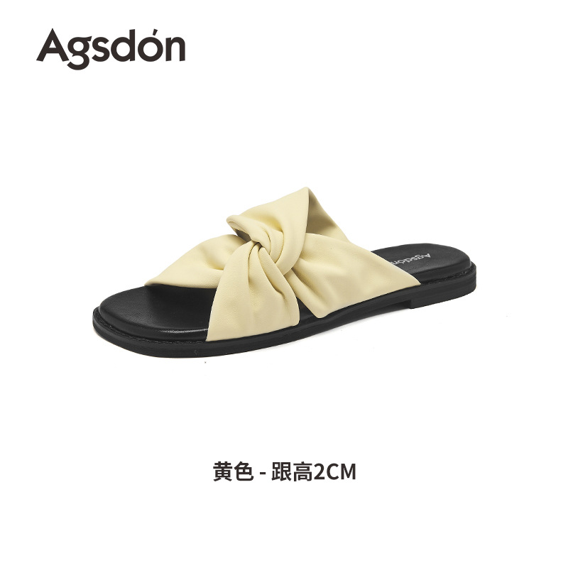 Augustion pantuflas mujeres verano 2025 nuevo estilo francés fondo plano hermoso estilo pequeño fragancia fondo suave sandalias y pantuflas casuales