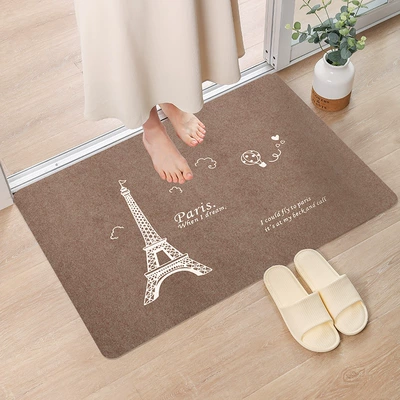 Avtomobil döşəmə paspasları – Stain-Resistant and Washable Bathroom Floor Mats - printed-coffee-tower-white-4060cm-upgraded-version-of-diatom-mud