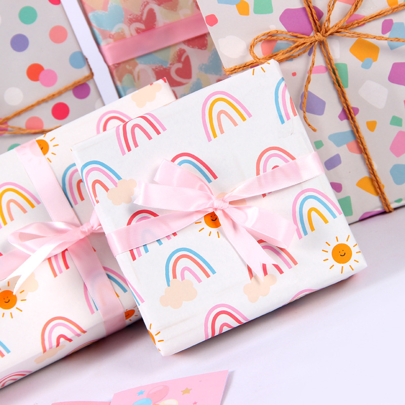 Papel de Regalo Amazon Love Rainbow Pebble, Papel de Regalo para el Día de San Valentín, Bolsa de Papel para Regalo, Papel para Cubiertas de Libros, Caja de Regalo al por Mayor