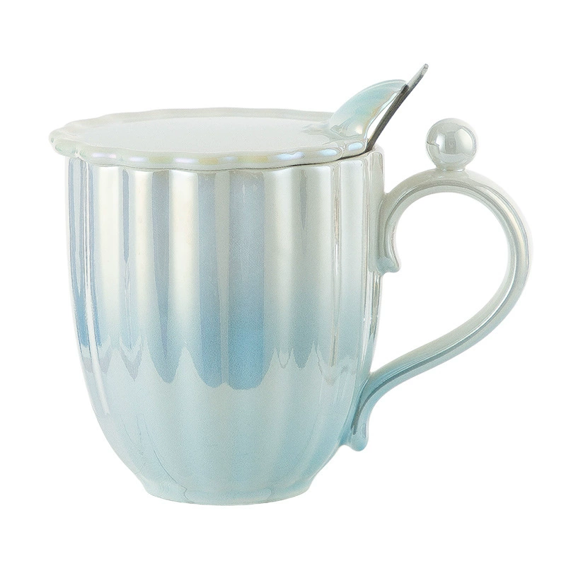 A piece of pearl shell with cover mug, internet celebrity pearl glaze ceramic, creative trend drinking cup