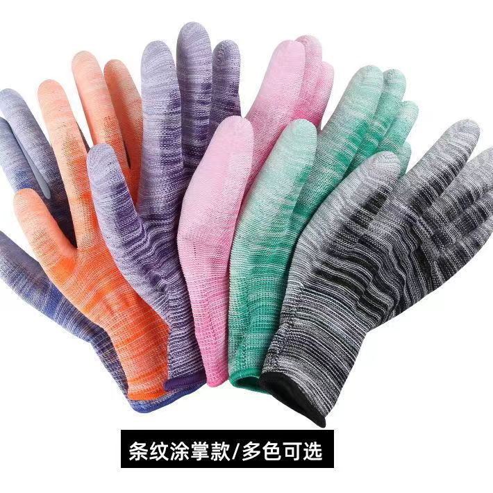 PU recubierto de dedos guantes recubiertos guantes revestidos guantes de trabajo antiestáticos libres de polvo blanco resistentes al desgaste guantes de seguro laboral al por mayor