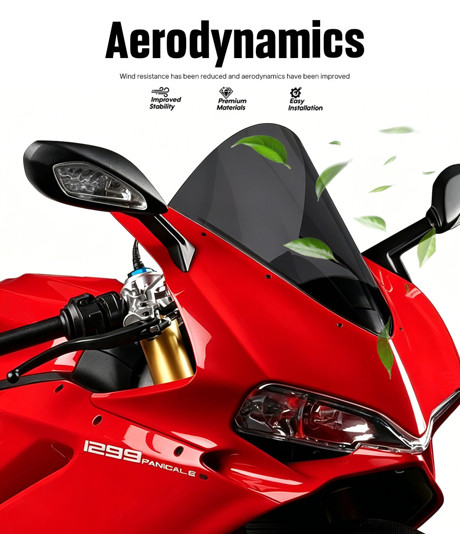 Suitable for Ducati 959 Heightened Windshield, 1299 Modified Racing Windshield, 15-19+