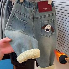 儿童加绒牛仔裤儿童裤子冬羊羔绒毛童装儿童男孩裤子加厚一体绒