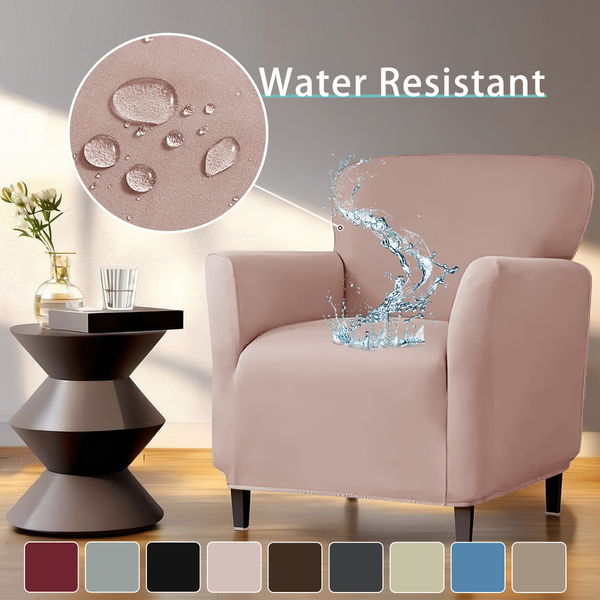 SHEIN en stock sofá cubierta impermeable de seda de leche pequeña cubierta de sofá elástica de color sólido cubierta de sofá de una sola persona