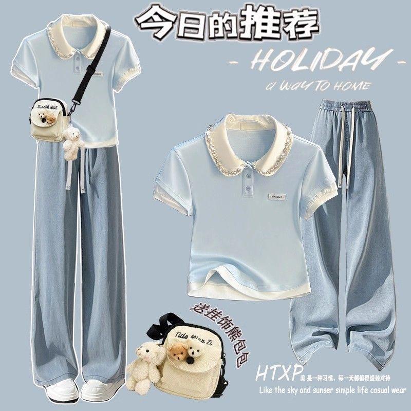 miu系夏日绝美蛋糕套装裙子少女洋气穿搭一整套初高中学生连衣裙|undefined