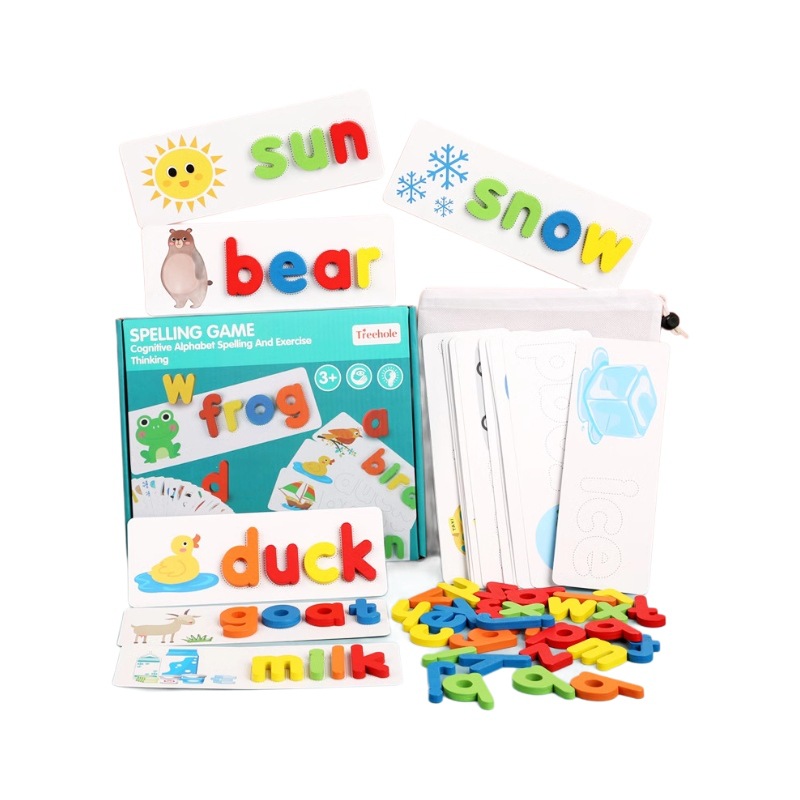 Juego de ortografía de madera para niños 26 letras en inglés Educación Temprana Educación Cognitiva palabras ortografía práctica jugando material didáctico