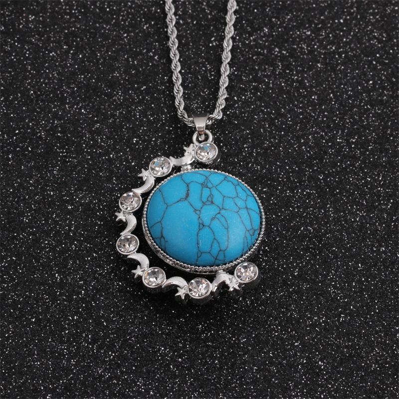 Turquoise Round Pendant Twist Chain Necklace Wholesale Jewelry Nihaojewelry display picture 6