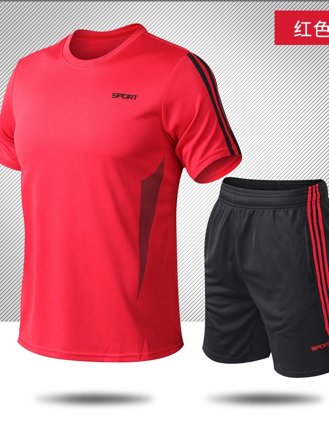Summer quick dry sports suit for gym, with short sleeve, for running, oversize, plus size, L209 2