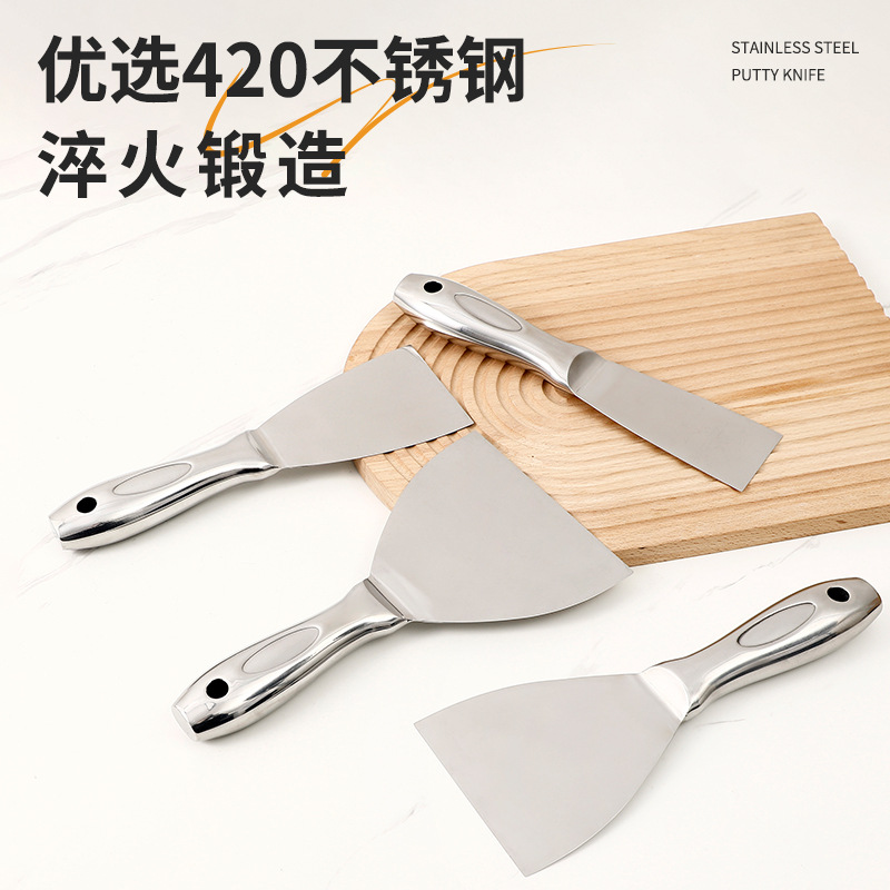 Cuchillo de cemento de acero inoxidable integral espesar cuchillo de masilla de grado profesional herramienta de cuchillo de limpieza elástica gruesa delgada stock