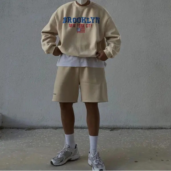 Pantalones cortos de suéter de manga larga de otoño para hombre 2024 nuevo traje casual suelto exterior ME1 ML4