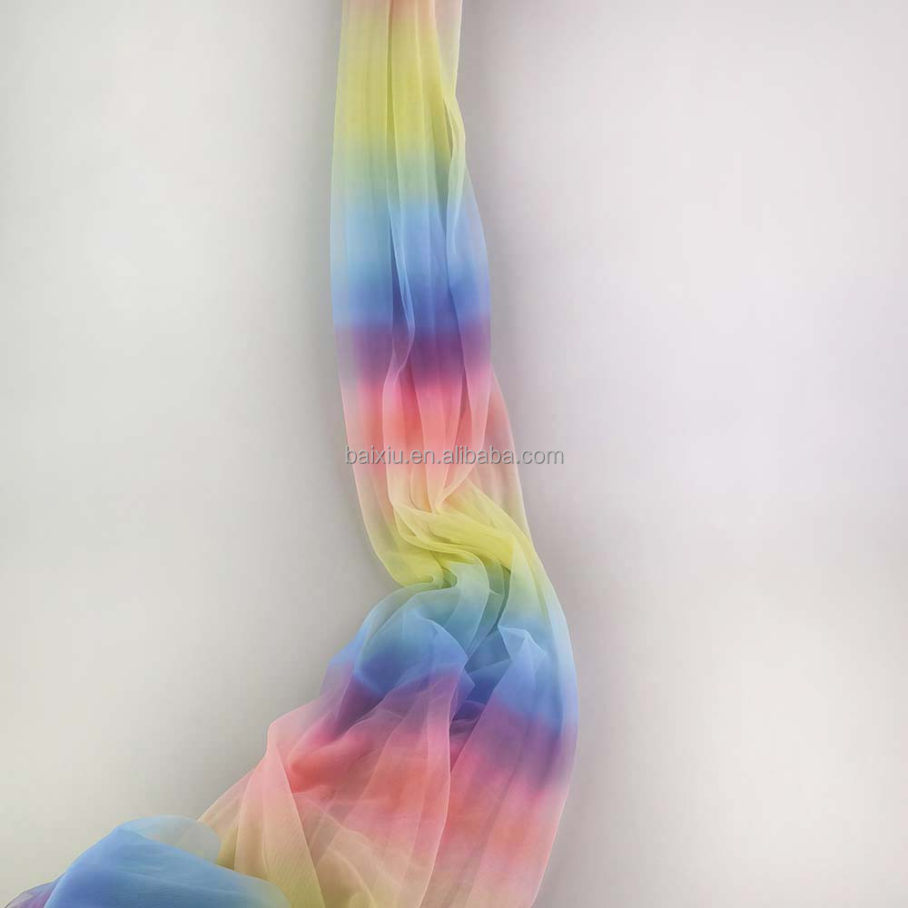 几何渐变印花网布锦纶平布柔软网纱印花布料 婴儿童装平布印花