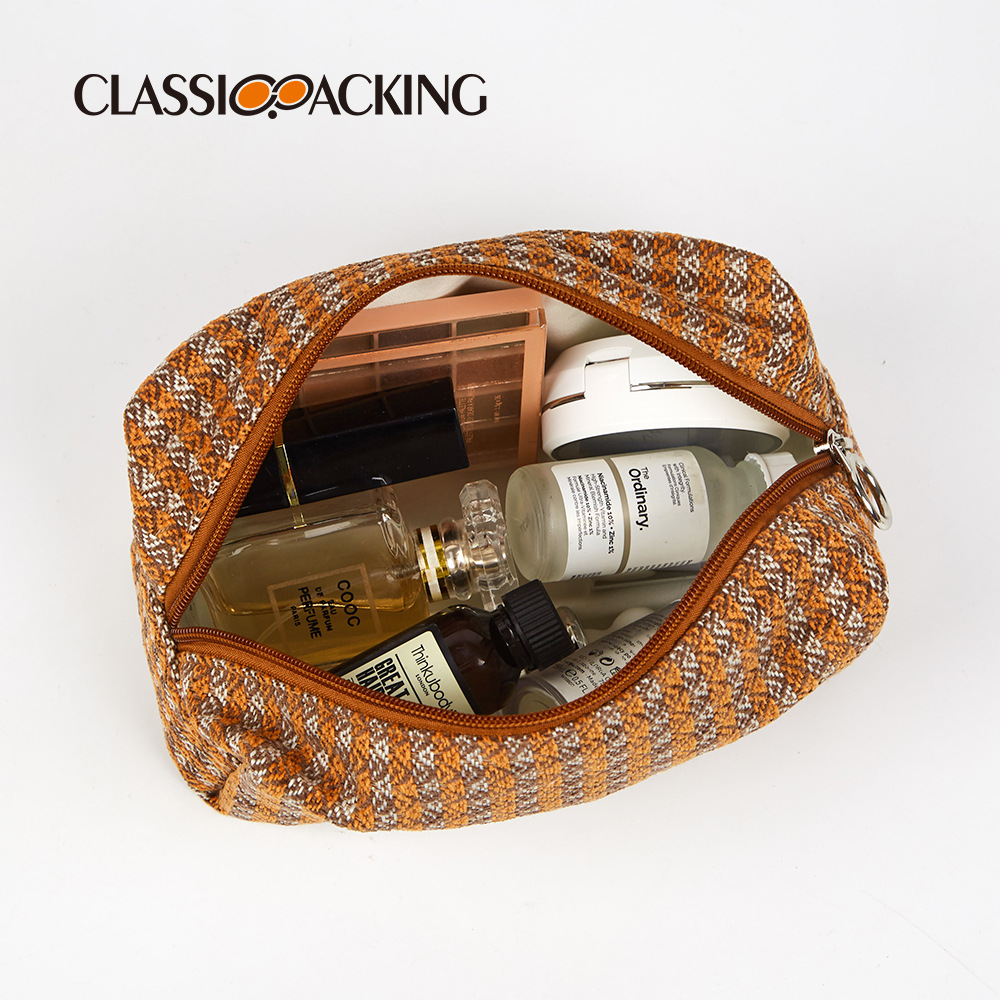 Bolsa de cosméticos retro de Europa y América bolsa de almacenamiento de loción de cepillo cosmético material de lona de gran capacidad se puede imprimir con logotipo exclusivo