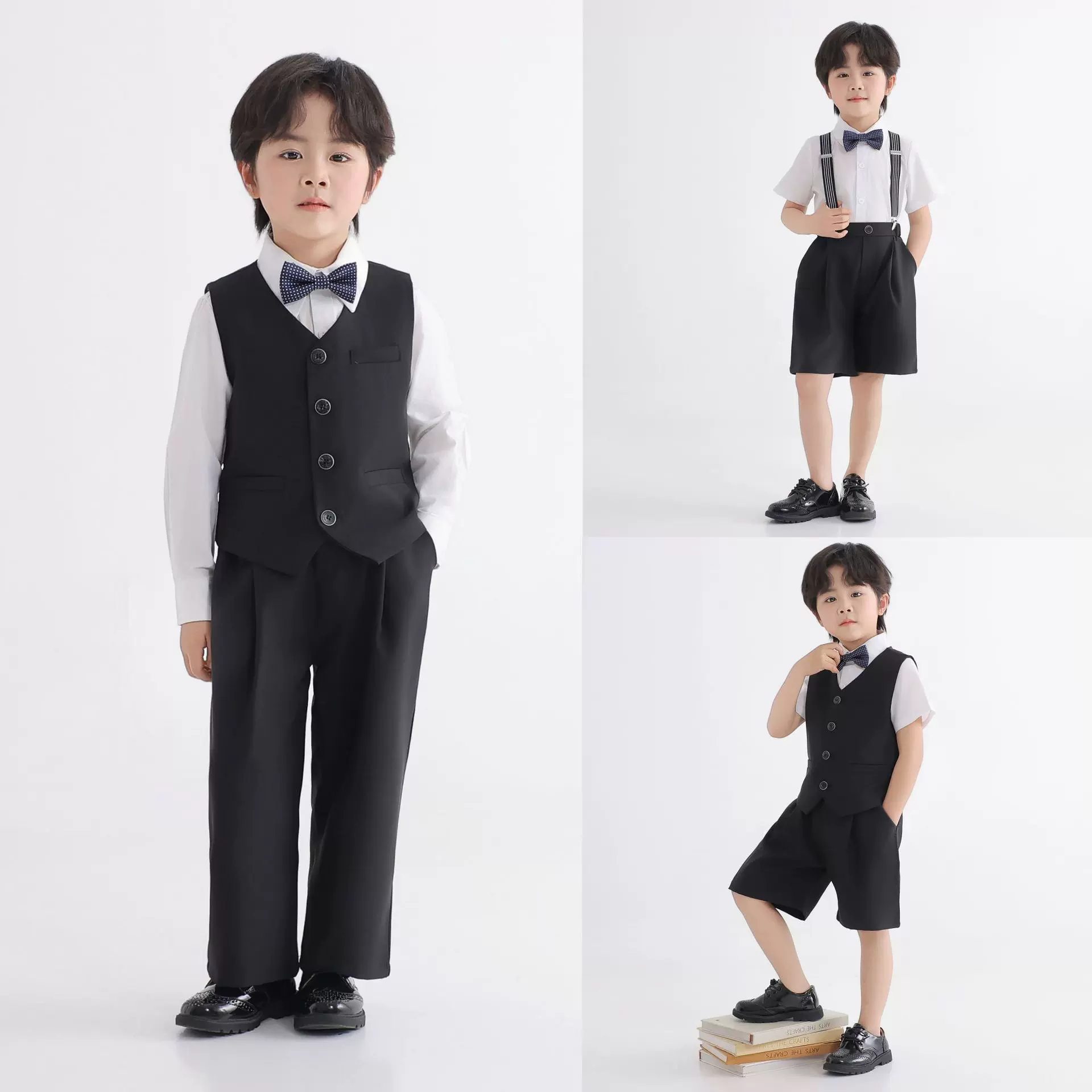 2025春季新款儿童西装男童礼服套装英伦风潮童装纯色主持人演出服