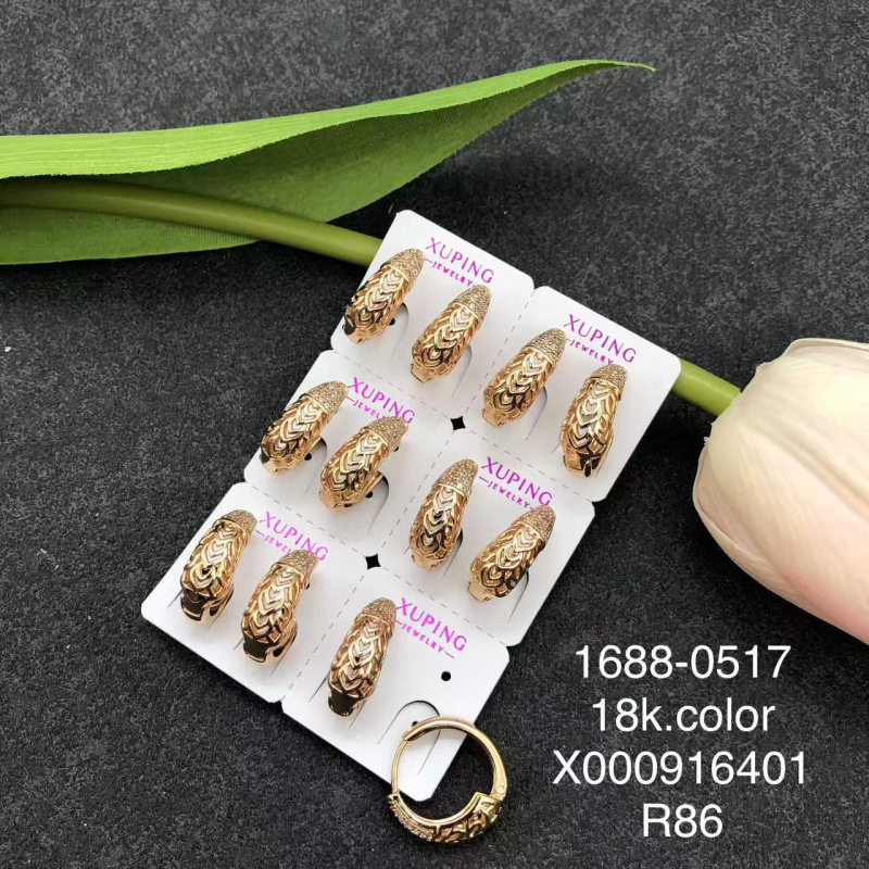 Joyería Xuping, Aleación con Baño Electrolítico en Color Oro de 18k, Pendientes con Circonitas Multicolores, Estilo Europeo y Americano, Clips para Orejas, Accesorios Versátiles y Modernos para Orejas, Venta al por Mayor