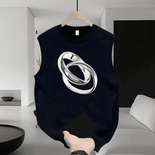 Summer Men's Cotton Vest Loose plus size Trendy Brand Fashionable Waistcoat Sleeveless T-shirt Sports Fashion Round Neck Top