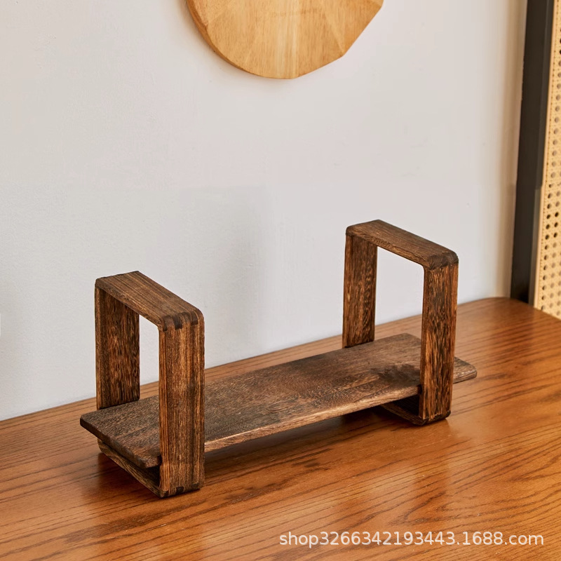 Solid Wood Chinese Style Simple Student Desktop Bookshelf Small Desk Mini Storage Rack Book Storage Rack Table