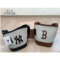 mlb帆布水桶包包托特女包单肩斜跨包经典刺绣ny简约包通勤百搭包