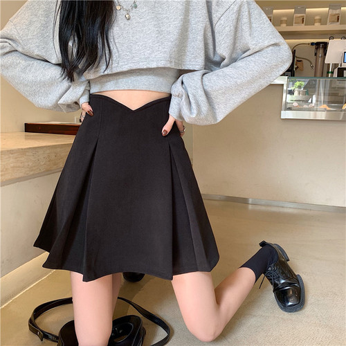 Irregular women's high-waist plus-size A-line maxi skirt for spring and summer, slimming for plus-size women, JK short skirt.