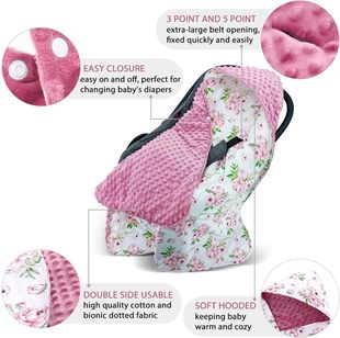 Autumn and winter thickened hooded baby quilt multi-functional baby basket bag double-sided newborn peas fleece swaddling towel