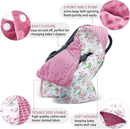 Infant Blanket with Cap Thickened Newborn Baby Blanket Multi-functional Baby Carrier Double-sided Bean Baby Swaddle 