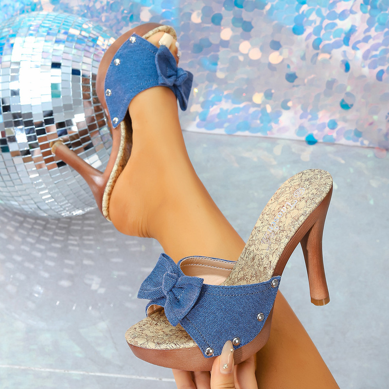 Plus Size High Heels for Women 2025 Autum Cork Sole Stiletto Heels Comfortable Waterproof Platform Fashionable Sexy High Heel Ladies Slippers