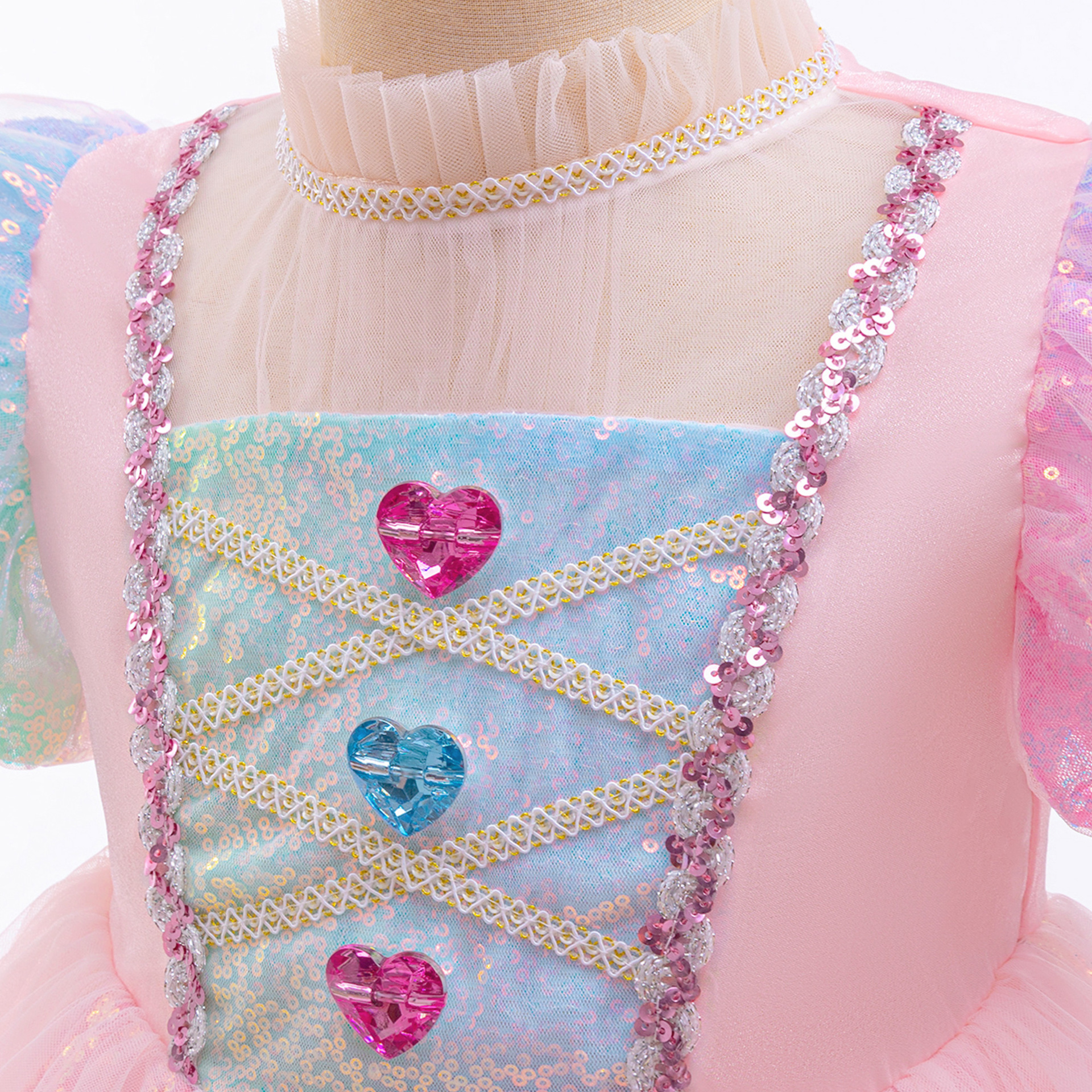 Niña pastel vestido 2024 nuevo vestido de arco iris de mangas cortas princesa de estilo chino regalo de cumpleaños