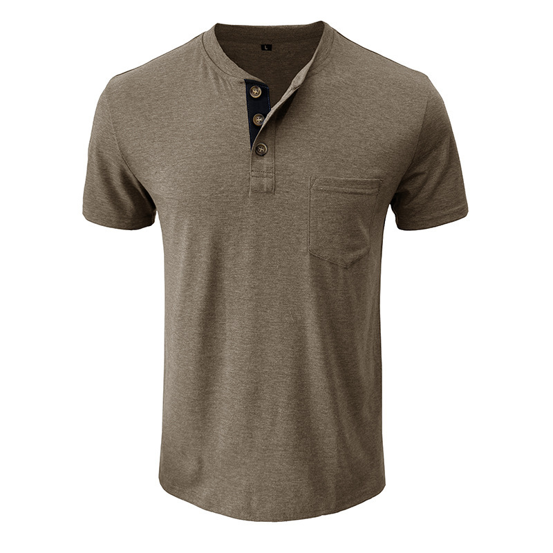 T-shirt henley uomo maniche corte top casual estivo girocollo_voghion.com