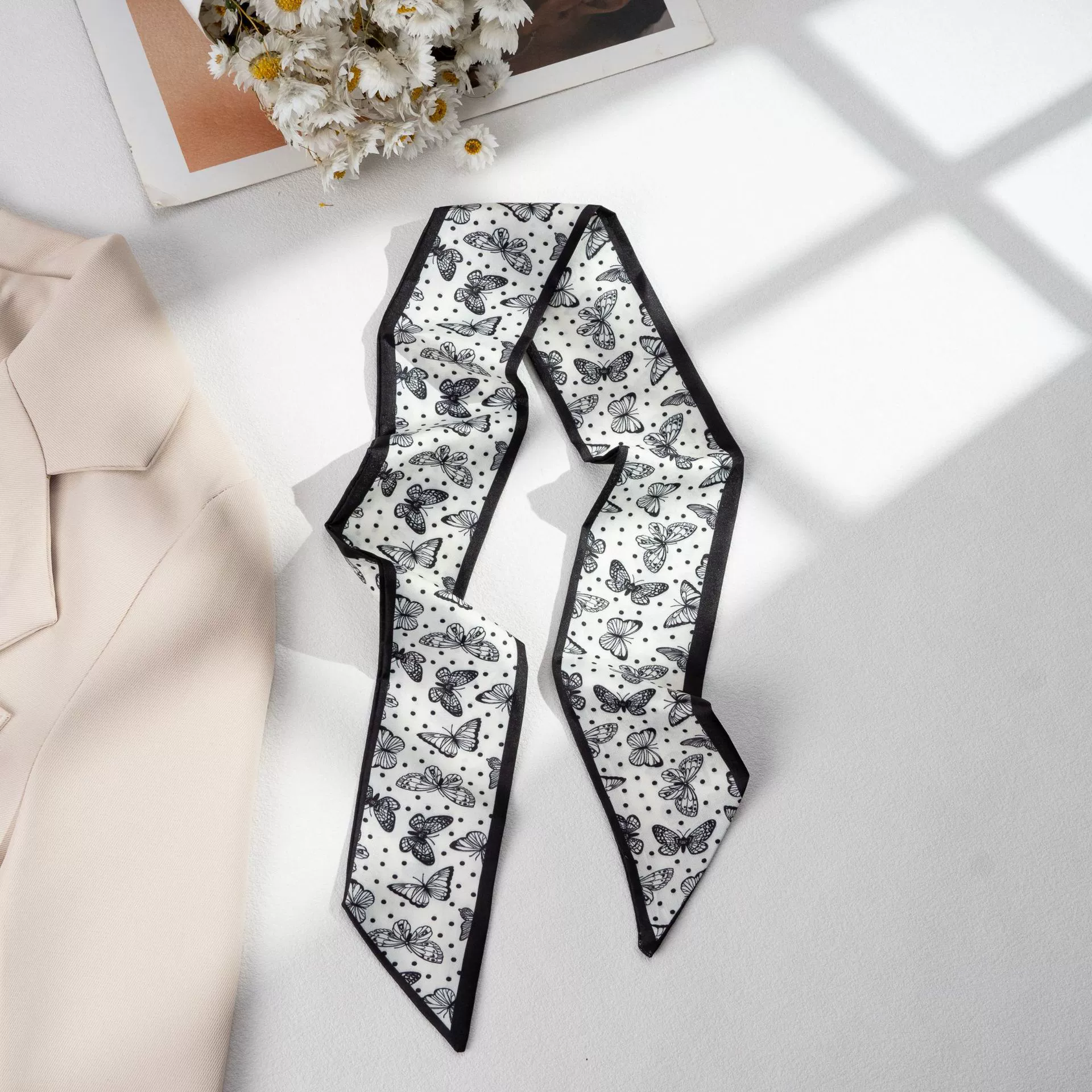 Silk Scarf Hairband (Suhang) long streamer 89×3.8 cm, lightweight gift box option