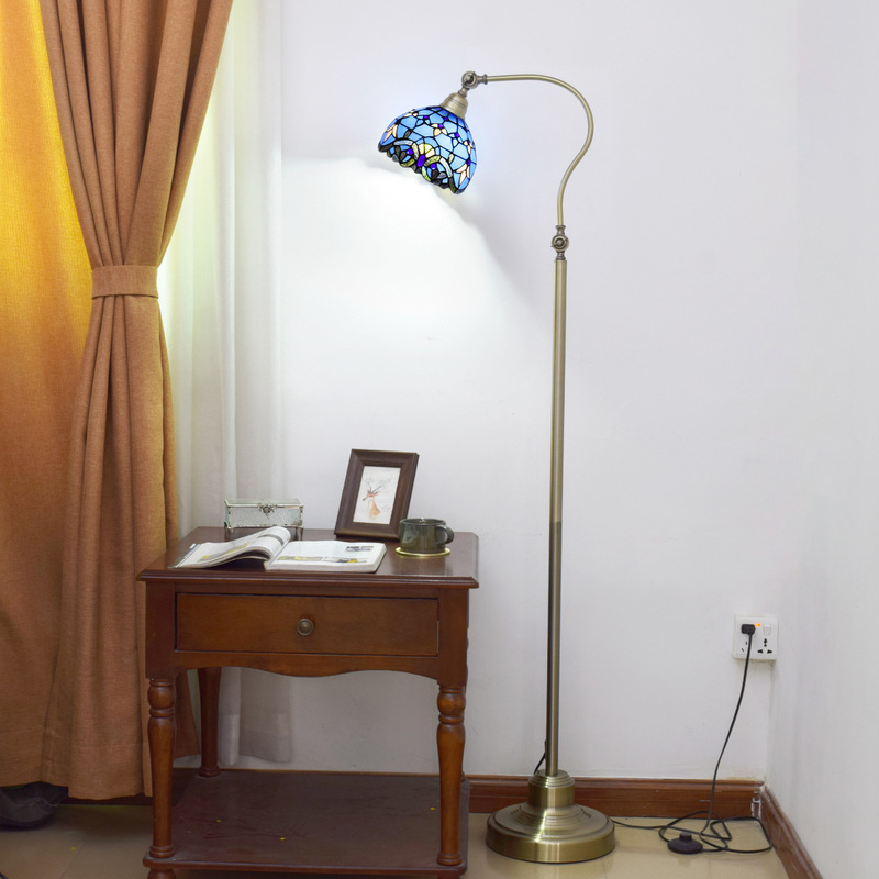 European Tiffany Stained Glass Floor Lamp Living Room Bedroom Feeding Bedside Lamp European Retro Blue Baroque European Tiffany Stained Glass Floor Lamp Living Room Bedroom Feeding Bedside Lamp European Retro Blue Baroque