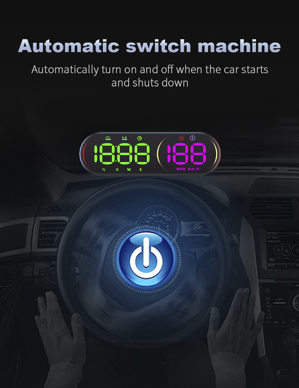 Cross-border popular car HUD head-up display, GPS universal multifunctional speedometer with steering ambient lighting