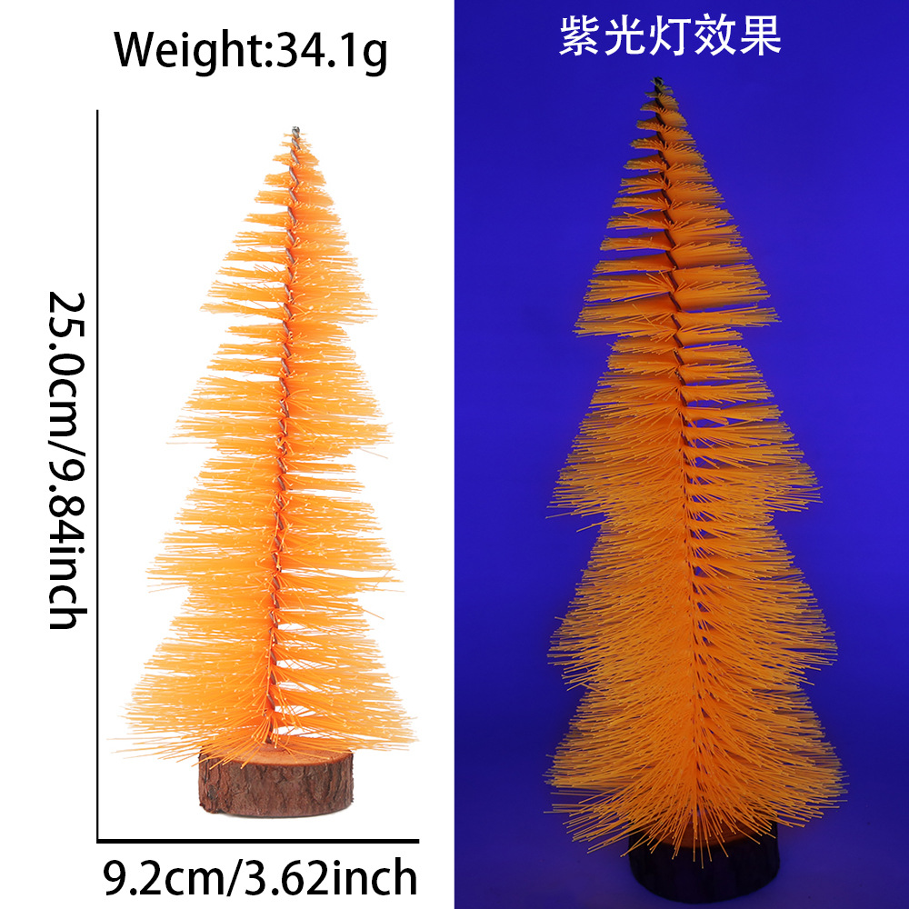 Decoración de escritorio de árbol de Navidad mini color tazo de Navidad ventana decoración micro paisaje PVC pino fluorescente