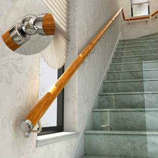 Indoor Wooden Stair Handrails Solid Wood Villa Loft Railings Kindergarten European Style Elderly Wall-Mounted Simple