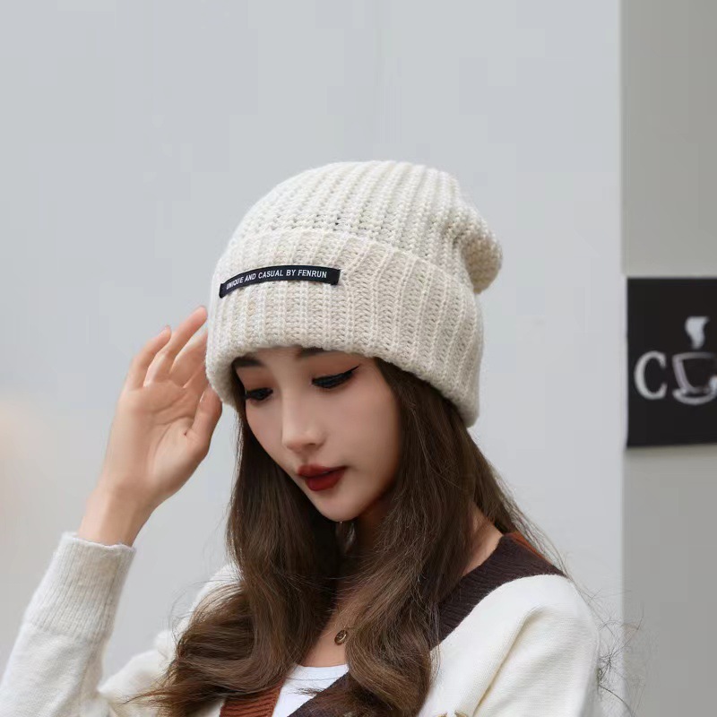 Autumn and Winter Warm Letter Versatile Knitted Ear Protection, Personalized Trendy Cold Hat, Unisex Stacking Hat_voghion.com