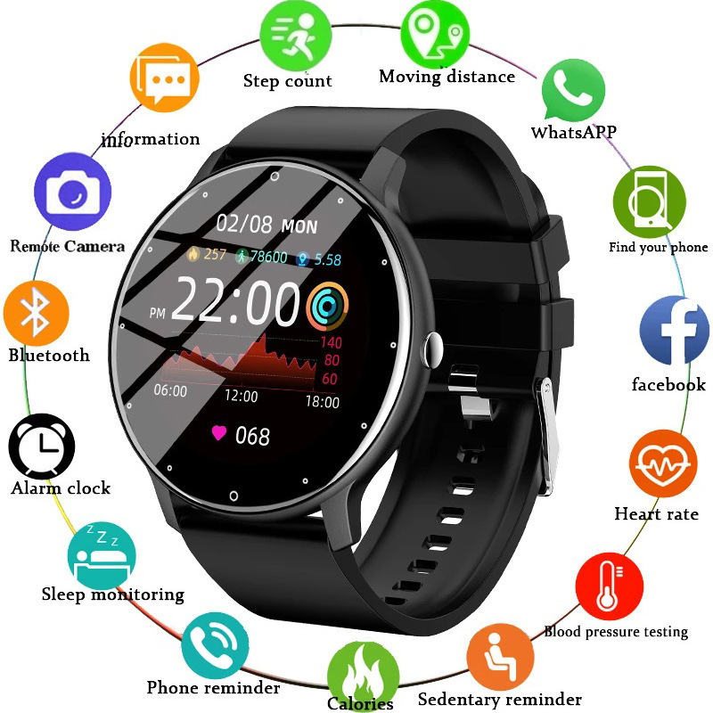 Cross-Border Zl02 Bluetooth Music Heart Rate Blood Pressure Blood Oxygen Sleep Multi-Sport Voice Assistant Smart Watch Wholesale