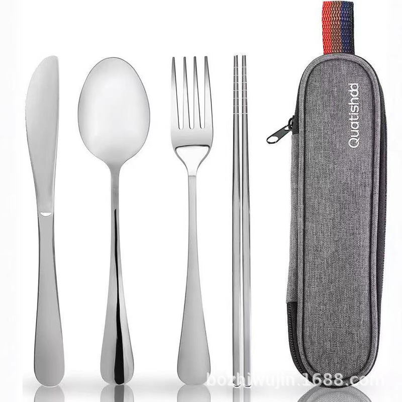 Portable Silverware Set Stainless Steel Reusable Travel Tableware Camping Fork Spoon Edc Gadgets
